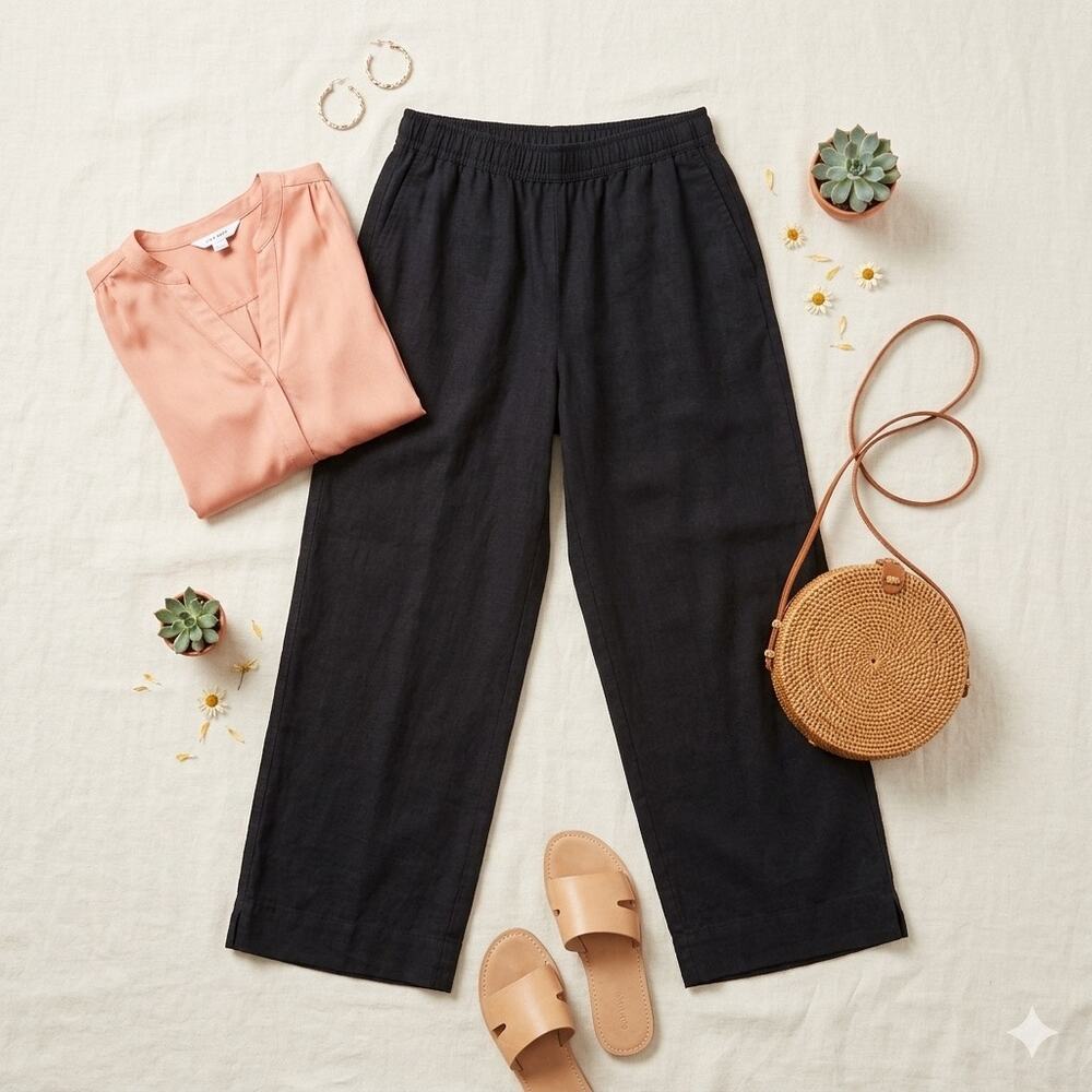 Old Navy High Rise Linen Blend Wide Leg Pants L
